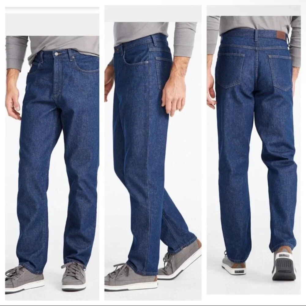 L.L. Bean Natural Fit 37x34 Men Cotton Denim Jeans Blue Outdoors Rugged